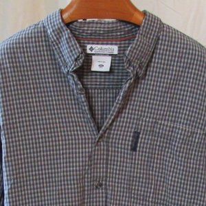 Columbia Mens Green & Black Check Button Down Size XXL 100% Cotton EUC
